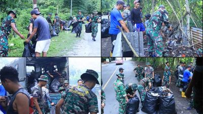 Kemanunggalan TNI-Rakyat: Rindam XV/Pattimura Gelar Karya Bakti Bersihkan “Bumi Para Raja”
